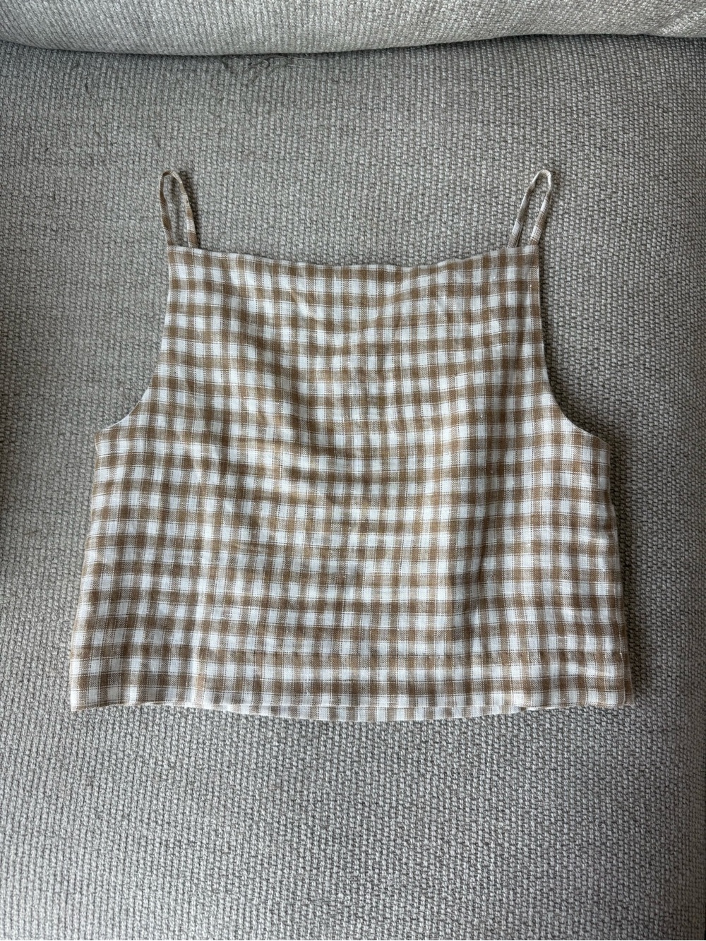 Reformation Kerri Linen Gingham Top in Dunes Check - Picture 5 of 5